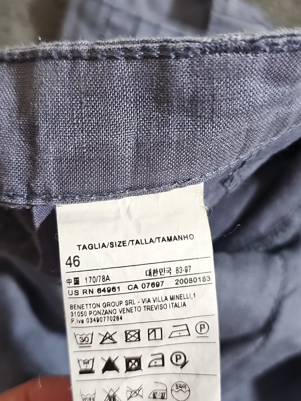 United Colors of Benetton Straight Leg 100% Linen Pants Pockets Belt Loops US 10 - Picture 12 of 13